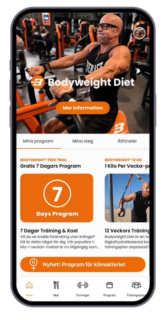 Bodyweight Diet: Dina program, skärmbild från appen